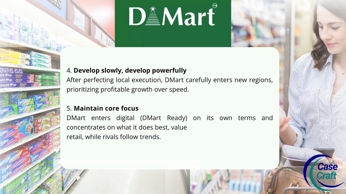 thecasecraft's tweet photo. Everyone’s chasing quick growth &amp; hype. DMart quietly built a ₹58,000 Cr empire with discipline &amp; trust. Here’s what every founder can learn from India’s retail king.
Tell us, do you shop at Dmart? https://t.co/KHDRm9cnPE