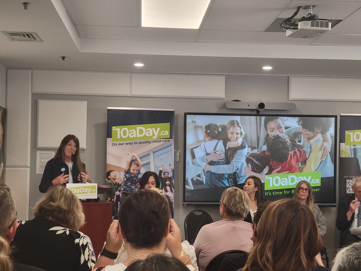 AlisonRMerton's tweet photo. Thrilled to support @10aDayPlan and @CCCA_BC for the relaunch of the 10 a day childcare plan! #bcpoli #10aday #childcare https://t.co/erGm423RWh
