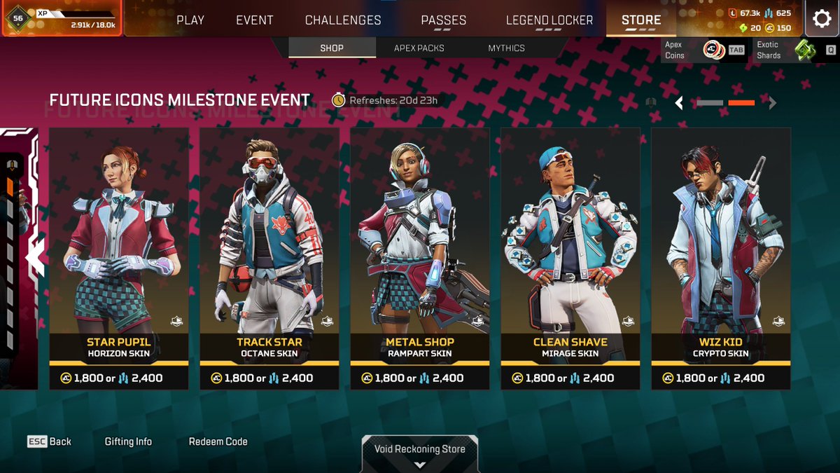 Wattson Prestige Event Character skins can be crafted for 2400 metals in the shop ‼