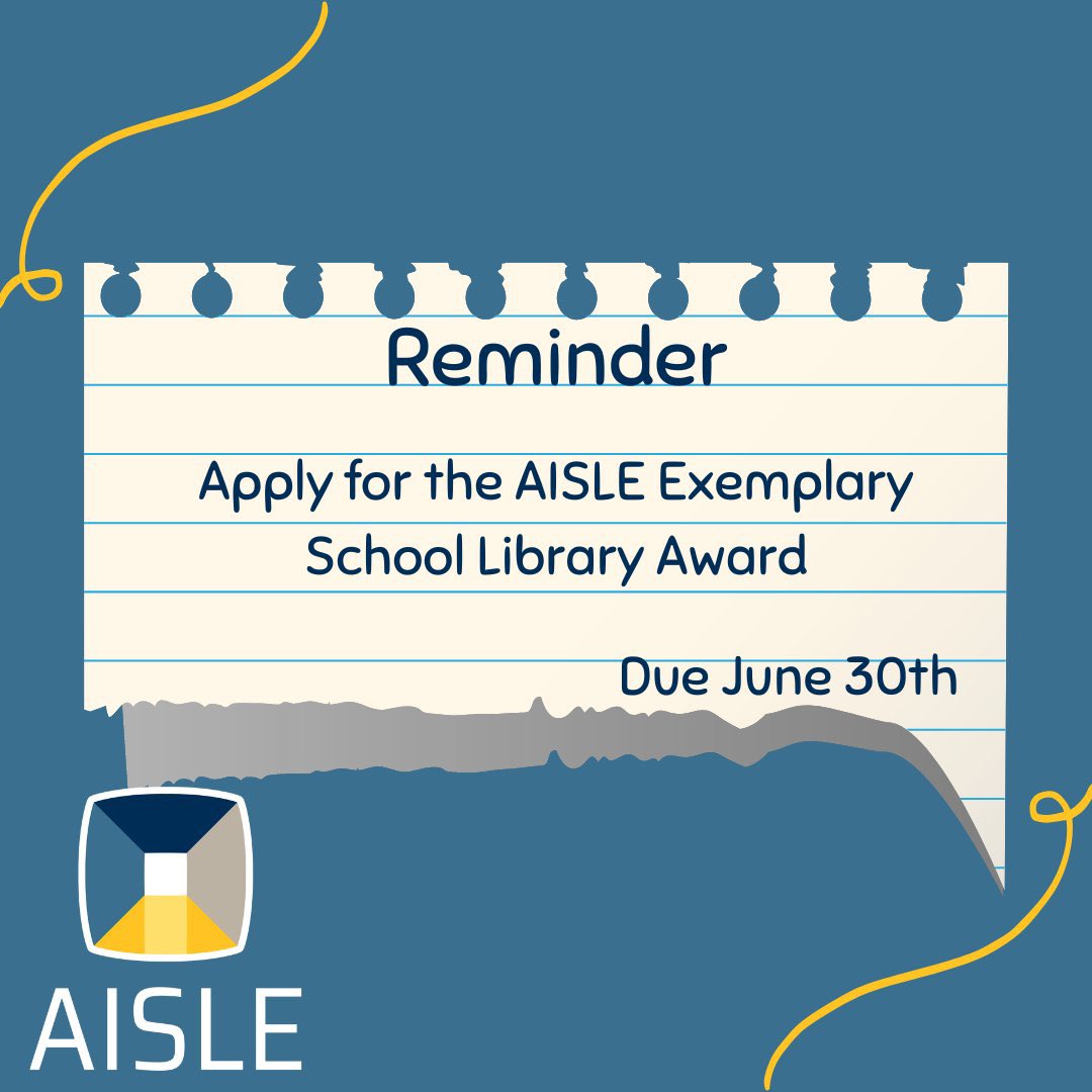 AISLEd (@aisled_org) on Twitter photo It’s time to submit your process for the Exemplary School Library Award: aisled.org/aisle-exemplar…. Contact us (schoolrecognition@aisled.org) with questions or connect with a past winner to help you. #AISLEd It’s time to submit your process for the Exemplary School Library Award: aisled.org/aisle-exemplar…. Contact us (schoolrecognition@aisled.org) with questions or connect with a past winner to help you. #AISLEd
