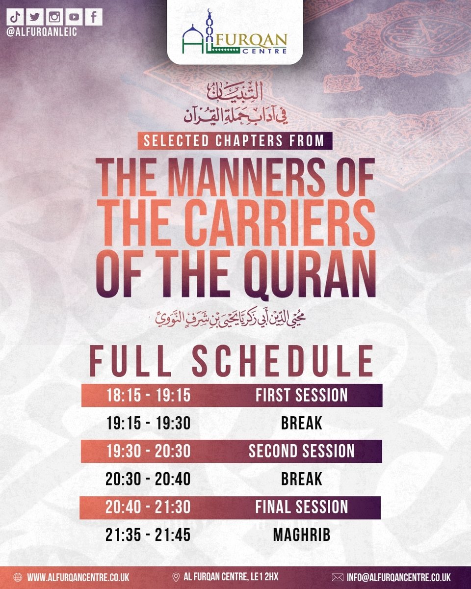 📖 Selected Chapters from
 The Manners of the Carriers of the Qur'an

🗣 Delivered by Ustādh Luqmaan Muhammad

📲 Join the Official Announcements WhatsApp: chat.whatsapp.com/DNS6nROIKSZ3Hc…