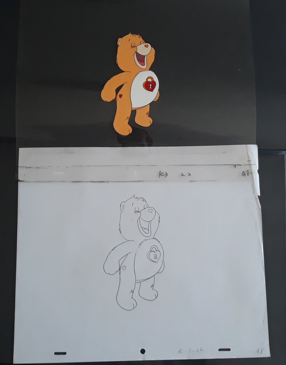 KurenK1's tweet image. Here's an original #animationcel w/ pencil sketch of Secret bear's "YEAH!" from the 1985 feature film "The #CareBears movie". Definitely a defining moment. I'm quite shocked that I managed to acquire what I thought was long gone. The only time he ever spoke out loud.