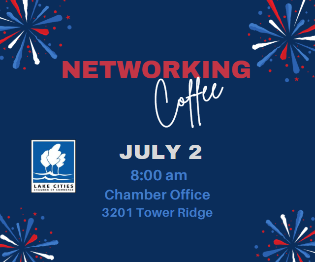 LakeCchamber's tweet photo. July 2nd networking coffee will be held at our new chamber office!
3201 Tower Ridge, Corinth
#lakecitieschamber #networking https://t.co/JCiY7sZDdt