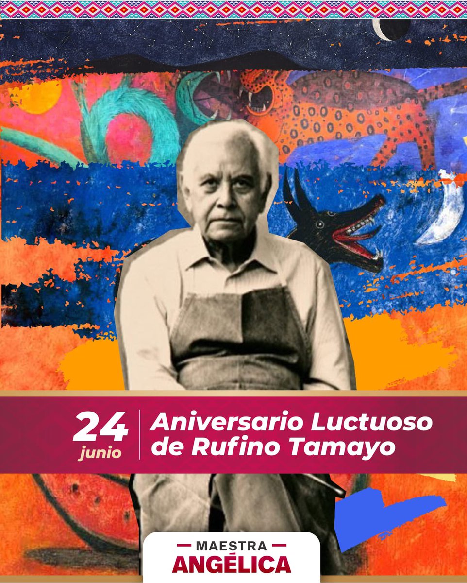 🎨 Hoy conmemoramos el 34 aniversario luctuoso de Rufino Tamayo, pintor y muralista oaxaqueño cuya obra marcó la historia del arte mexicano.

Recordamos su genio creativo y su invaluable aporte cultural.

#ComunidadCOBAO #EducaciónDeExcelencia