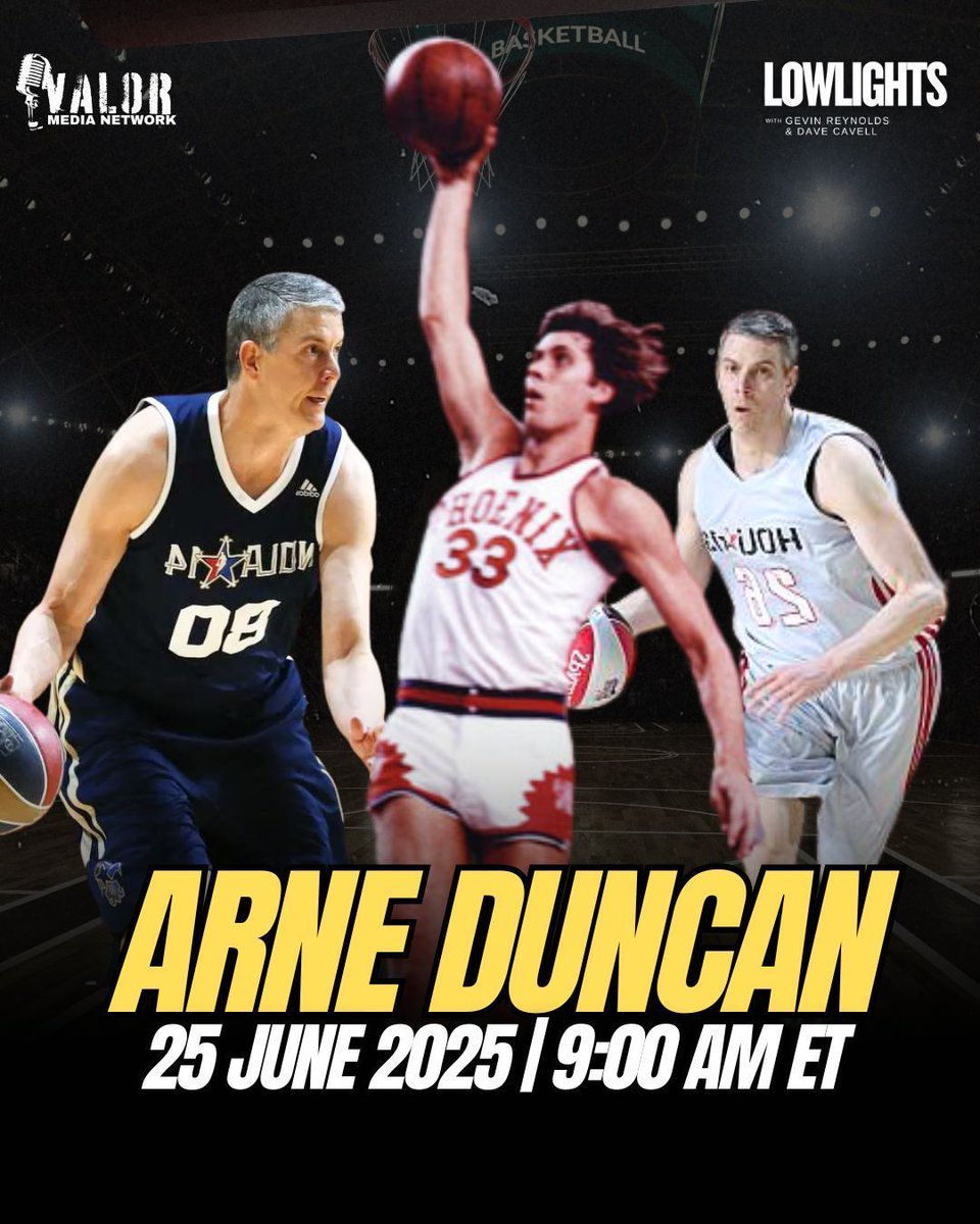 Lowlights Podcast (@lowlightspod) on Twitter photo New episode of Lowlights TMW <a href="/9AM/">9AM NEWS</a> ET🚨🏀 <a href="/arneduncan/">Arne Duncan</a> went from the courts of Chicago to the halls of D.C.—& back to the South Side to fight gun violence.
Plus: NBA Finals, WNBA love & trivia.
📺 Full convo tmw on The Lowlights Podcast w/ hosts <a href="/GevinReynolds/">Gevin Reynolds</a> & <a href="/DavidFCavell/">Dave Cavell</a> New episode of Lowlights TMW <a href="/9AM/">9AM NEWS</a> ET🚨🏀 <a href="/arneduncan/">Arne Duncan</a> went from the courts of Chicago to the halls of D.C.—& back to the South Side to fight gun violence.
Plus: NBA Finals, WNBA love & trivia.
📺 Full convo tmw on The Lowlights Podcast w/ hosts <a href="/GevinReynolds/">Gevin Reynolds</a> & <a href="/DavidFCavell/">Dave Cavell</a>