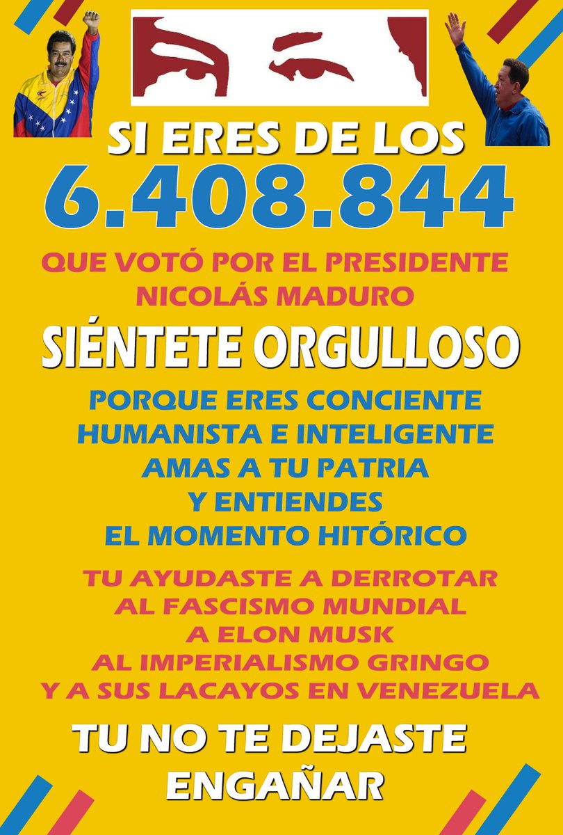 QUISIERON ENGAÑAR AL MUNDO DICIENDO QUE GANÓ EL INMUNDO.
nadie se comió ésa coba.
NICOLÁS MADURO PRESIDENTE ✌️✌️✌️