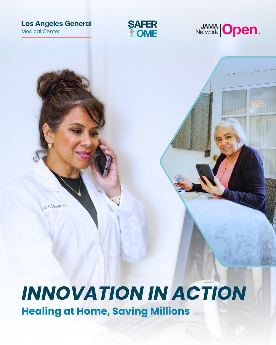 LAGeneralMed's tweet image. Healing at Home. Saving Millions.
A new JAMA study highlights LA General’s Safer@Home program — proving that virtual acute care works.
💰 Millions saved
🏠 Safe recovery at home
Hospital-level care, without the hospital stay.