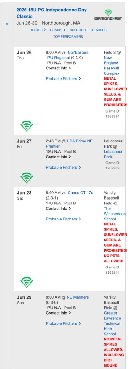 Here is the schedule for my upcoming PG Independence Day Classic tournament