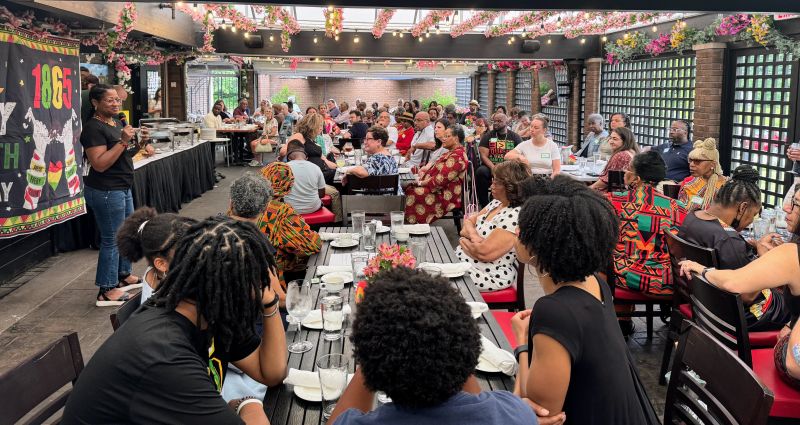 Last week, our friends at #Rekindle hosted over 100 people for their #Juneteenth brunch! The gathering offered a space for a candid #dialogue on the profound intersections of #Black and #Jewish persecution, resilience, and joy.
We are a proud supporter of their work.
