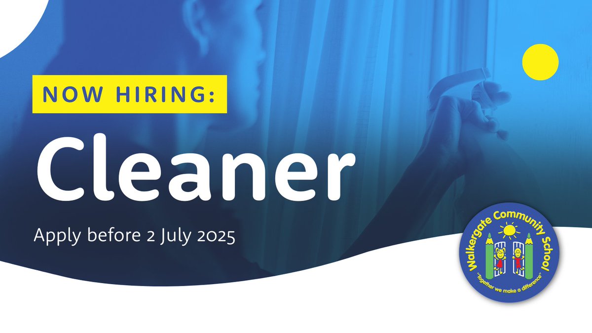 Looking for a rewarding role? Walkergate Community School seeks a Cleaner to help maintain a safe, clean and hygienic environment for our learners.
🕒 Part-time, Mon-Fri, 3:30-6:30pm
📅 Apply by 2nd July 2025!
🌐 northeastjobs.org.uk/job/Cleaner/28…