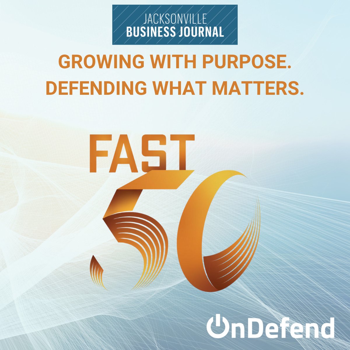 We’re proud to share that OnDefend has been named to the 2025 Fast 50 by the Jacksonville Business Journal, honoring the fastest-growing companies over the past three years. This recognition reflects the incredible work of our team and the trust of our clients and partners.