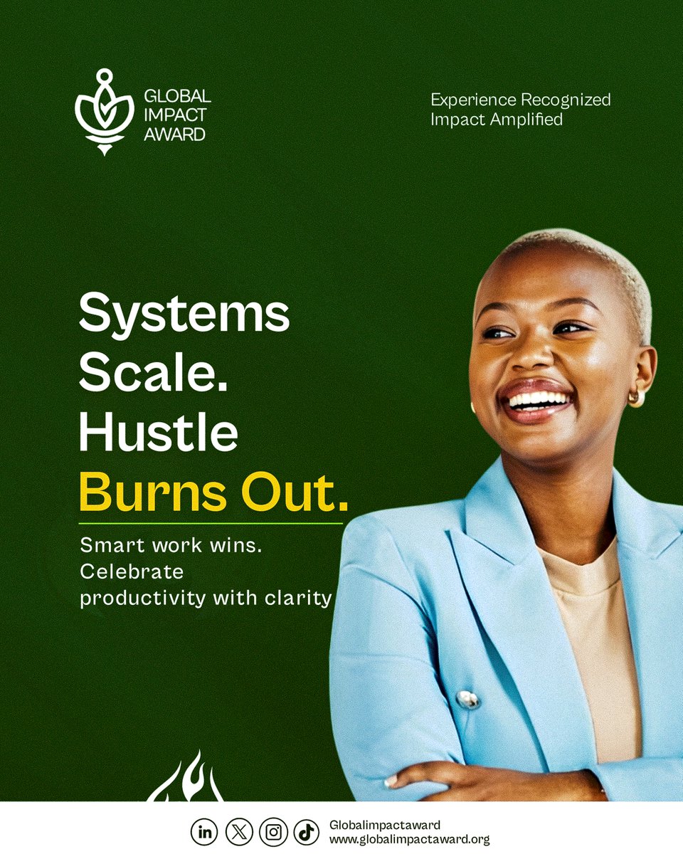 GImpactawards's tweet image. Hustle might get you noticed.
But systems? They keep you scaling.
At Global Impact Award, we celebrate founders who build with clarity, not chaos.
Smart work wins. Always.
#GlobalImpactAward #ProductivityWithPurpose #SystemsOverHustle #SustainableSuccess
