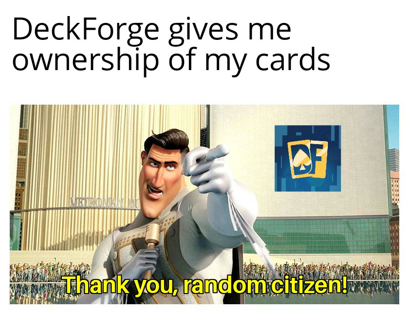 Probiduc01's tweet photo. Check out my #DeckForgeMemeContest entry! Loving the ownership vibe. DeckForge rocks! @deckforge_labs
#DeckForge #Web3Gaming https://t.co/2ipo2yj6FC