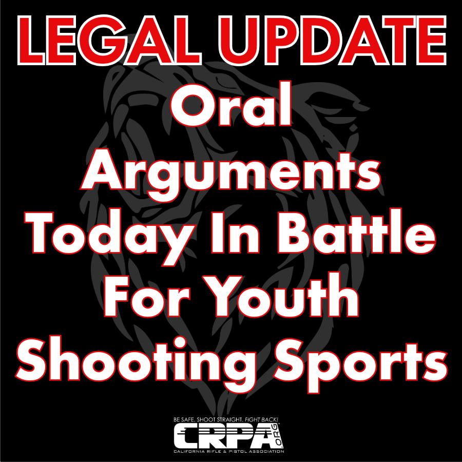 Oral arguments are being held today at 1:30 pm in Junior Shooting Sports Magazines, Inc. v. Bonta, CRPA's challenge to AB 2571, the youth marketing ban imposed by the state of California.  This is a battle for youth shooting sports as well as both the First AND Second Amendments.