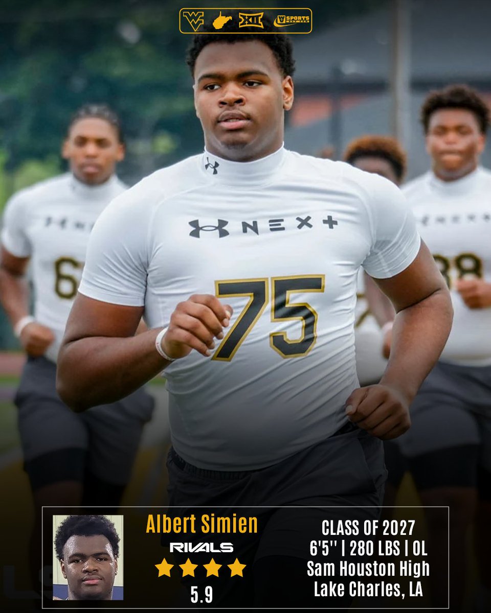 2027 four-star OL Albert Simien adds a #WVU offer after connecting with Jack Bicknell. A visit to Morgantown could be in his future. #HailWV 

Interview 👉 gowvu.us/32g