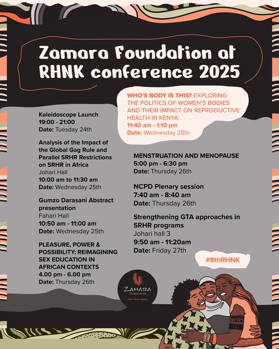 This week, the Zamara Foundation team is at the 8th RHNK AYSHR Pan-African Conference 2025! With the theme that centres youth voices, innovation, and rights-based approaches to advance adolescent and Youth Sexual and reproductive health and rights (AYSHR) across Africa. We are