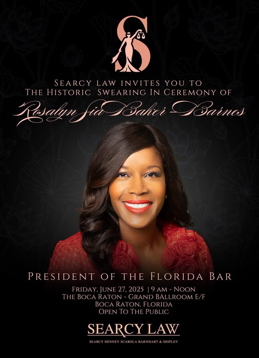 Sia Baker Barnes (@sia_bakerbarnes) on Twitter photo I can’t believe this moment is finally here! Incredibly honored and excited to be sworn in as President of The Florida Bar alongside my dear friend Arti Hirani. Join us in person or on the livestream at floridabar.org. <a href="/TheFlaBar/">The Florida Bar</a> <a href="/SearcyLaw/">Searcy Denney Law</a> <a href="/FlaBarYLD/">Florida Bar YLD</a> I can’t believe this moment is finally here! Incredibly honored and excited to be sworn in as President of The Florida Bar alongside my dear friend Arti Hirani. Join us in person or on the livestream at floridabar.org. <a href="/TheFlaBar/">The Florida Bar</a> <a href="/SearcyLaw/">Searcy Denney Law</a> <a href="/FlaBarYLD/">Florida Bar YLD</a>