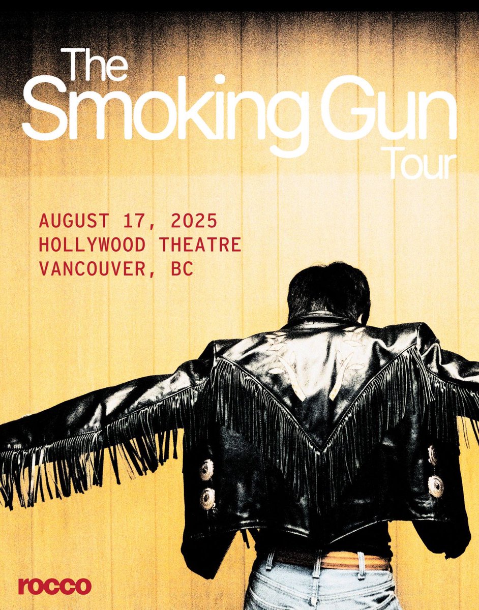 📣 Just Announced 📣

🎶 Rocco “The Smoking Gun Tour” All Ages Event August 17 2025 At Hollywood Theatre 🎶

🍿 Advance Ticket Information Available Via ticketweb.ca/event/rocco-th… 🍿