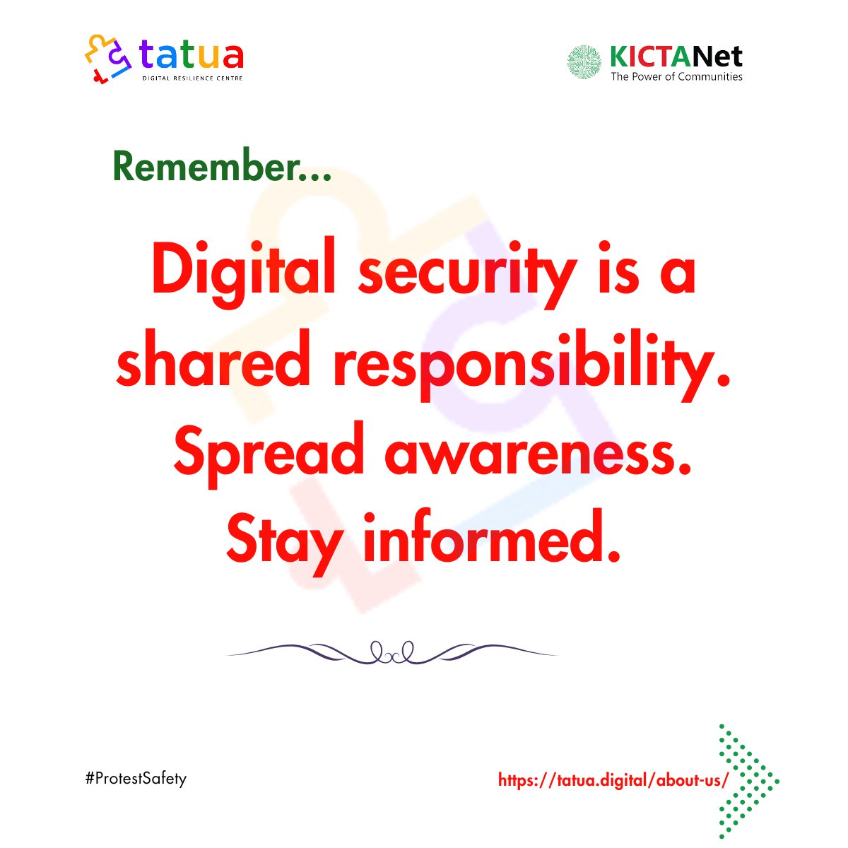 Remember... Tatua is here to support you with cyber incident &amp; emergency response, advice on digital security tools, and help with configuring them.

#digitalsecurityforSJOs
#ProtestSafety