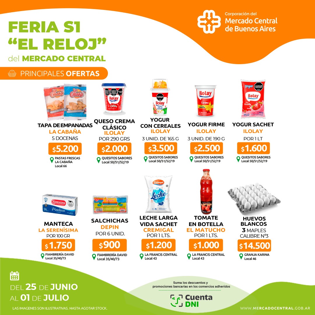 ¡NUEVAS OFERTAS EN LA FERIA S1 "EL RELOJ"! ✨

🫵 Terminá el mes de la mejor manera y no te pierdas precios increíbles en productos de almacén y mucho más.
🗓️ Vigente desde el 25 de junio hasta el 1 de julio.
Lunes a sábados de 9 a 17 ⏰
Domingos de 9 a 13 ⏰

¡Te esperamos!