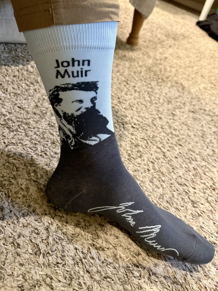 AMcDiarmid's tweet image. It’s a good day to wear my John Muir socks! Found them while enjoying the breathtaking scenery at @YosemiteNPS. If you haven’t been there yet, go. #johnmuir #mountains #nature #yosemite