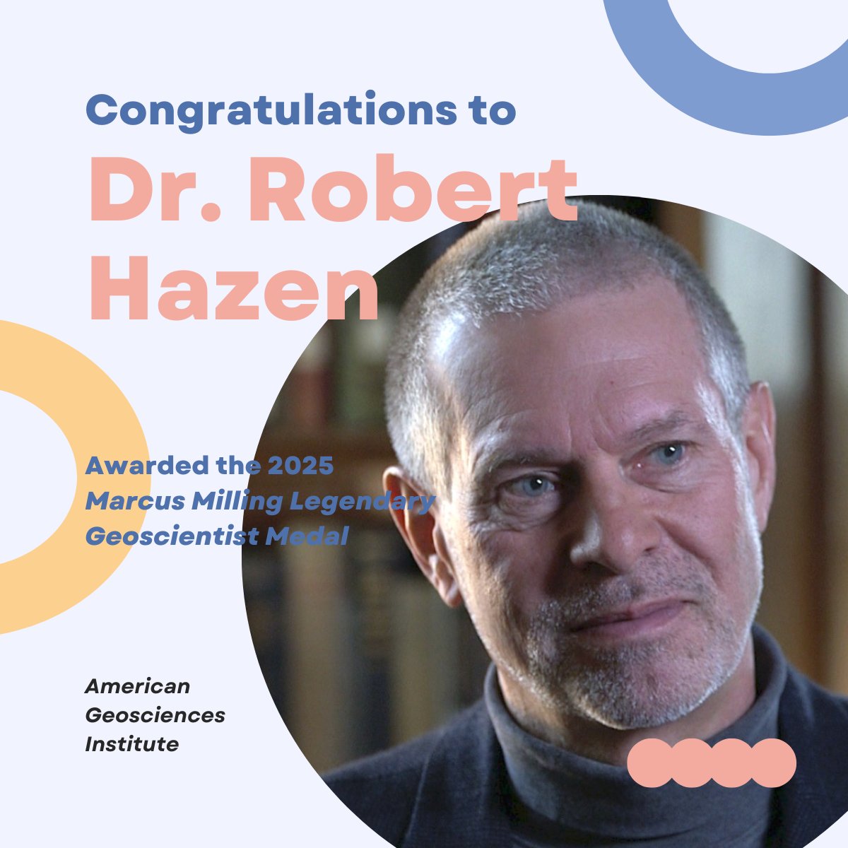 🌍 Congrats to Dr. Robert Hazen, winner of AGI’s 2025 Marcus Milling Legendary Geoscientist Medal! A true giant in geoscience! 🏅🔬

🔗 Learn more: americangeosciences.org/news/press-rel…

#Geoscience #AGIAwards