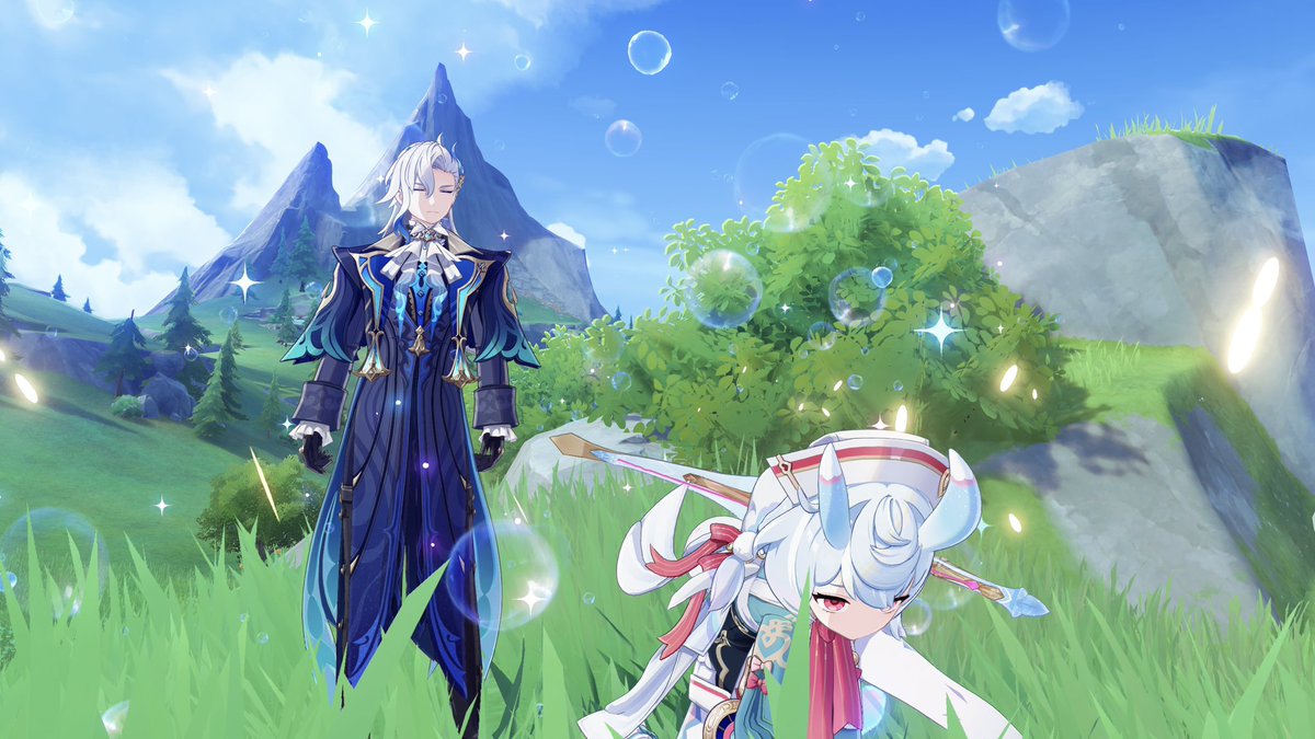ヌヴィレット(原神) 「ヌヴィレットさんのガーディアン化したシグウィン撮れたのよ」|YUtuKI🤍C108【め29ab】1日目のイラスト