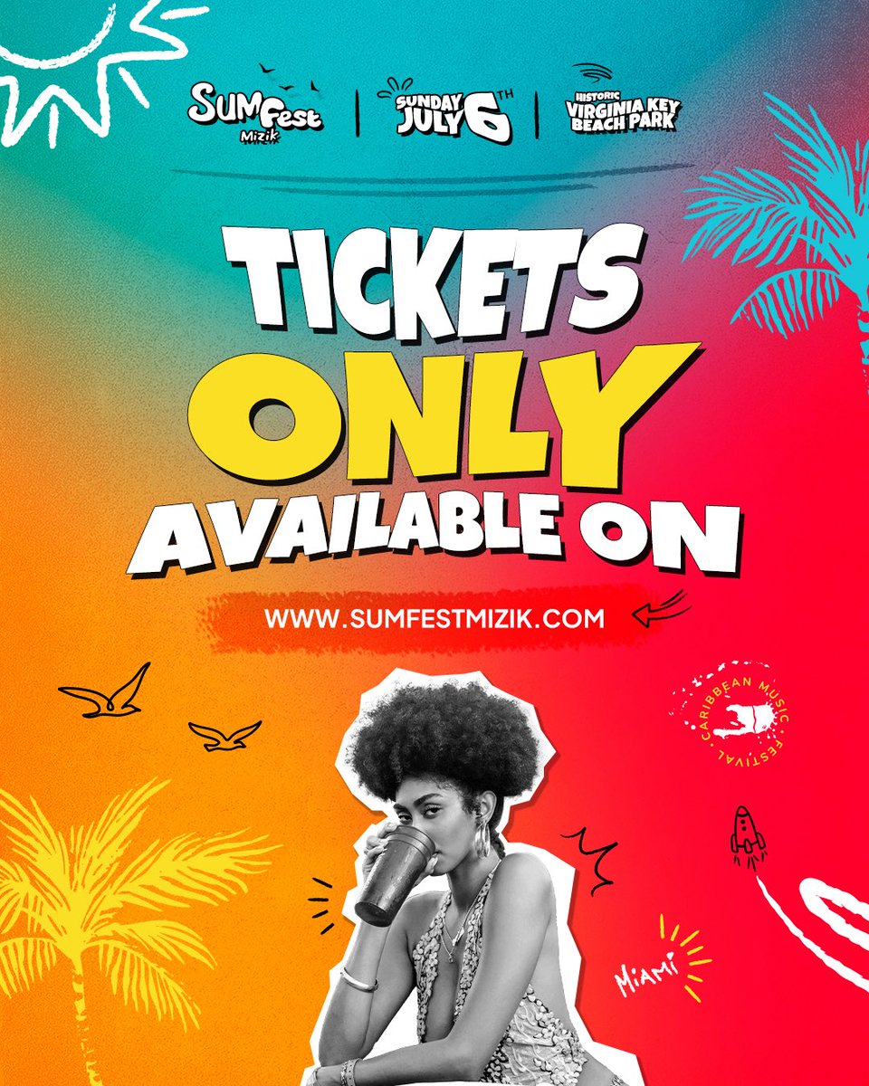 🚨 HURRY!
Tickets for Sumfest Mizik 2025 are ONLY available at SumfestMizik.com 🎟️🔥
Join us on Sunday, July 6th at Historic Virginia Key Beach Park in Miami for the ultimate Caribbean celebration! 🌴🎶#SumfestMizik2025