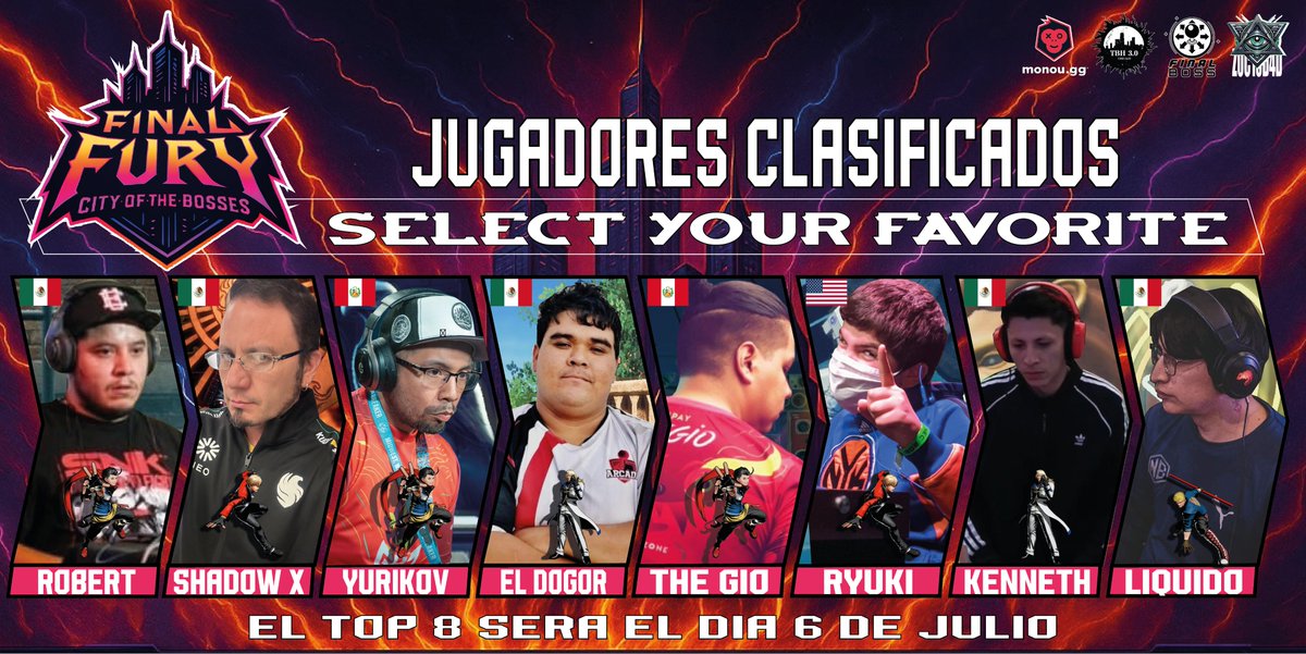 StrokeFGC (@strokefgc) on Twitter photo Seguimos con el Final Fury City of the Bosses, con mucho mas sorpresas y calidad para todos. Durante toda la semana vamos a estar subiendo info y contenido. #FatalFuryCOTW <a href="/Arrobert4/">Robert</a> <a href="/ShadowX_FGC/">Falcons | Shadow X</a> <a href="/EcYurikov/">S8UL | Yurikov</a> <a href="/El_Doogor/">EL Dogor🤠</a> <a href="/GioseppeJesus/">theGio</a> <a href="/RyukiFGC/">Ryuki</a> <a href="/kimethkof/">CastKenneth</a> <a href="/carlos_obispo/">Liquid_o</a> <a href="/Monougg/">Monou</a> Seguimos con el Final Fury City of the Bosses, con mucho mas sorpresas y calidad para todos. Durante toda la semana vamos a estar subiendo info y contenido. #FatalFuryCOTW <a href="/Arrobert4/">Robert</a> <a href="/ShadowX_FGC/">Falcons | Shadow X</a> <a href="/EcYurikov/">S8UL | Yurikov</a> <a href="/El_Doogor/">EL Dogor🤠</a> <a href="/GioseppeJesus/">theGio</a> <a href="/RyukiFGC/">Ryuki</a> <a href="/kimethkof/">CastKenneth</a> <a href="/carlos_obispo/">Liquid_o</a> <a href="/Monougg/">Monou</a>