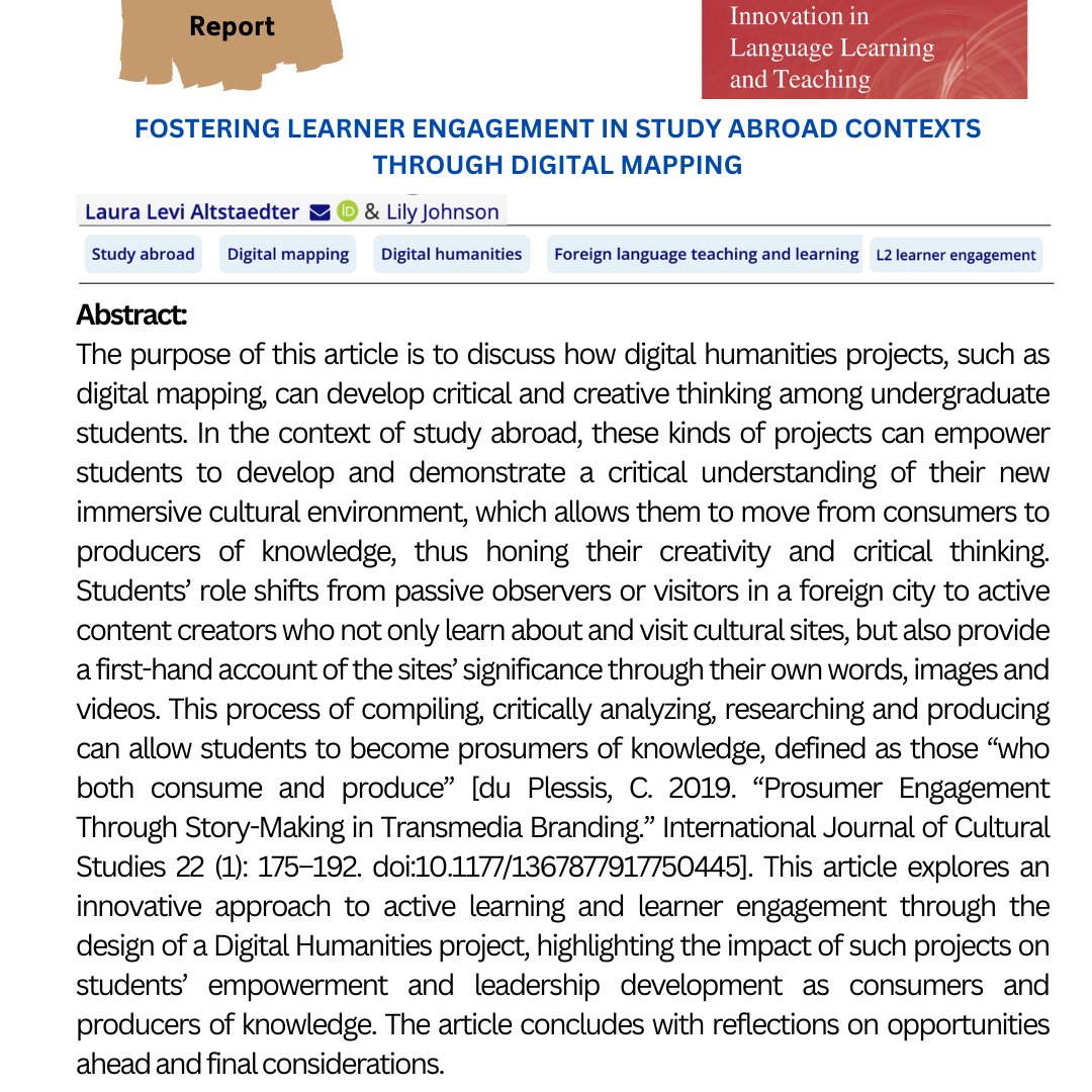 Fostering learner engagement in study abroad contexts through digital mapping
tandfonline.com/doi/full/10.10…