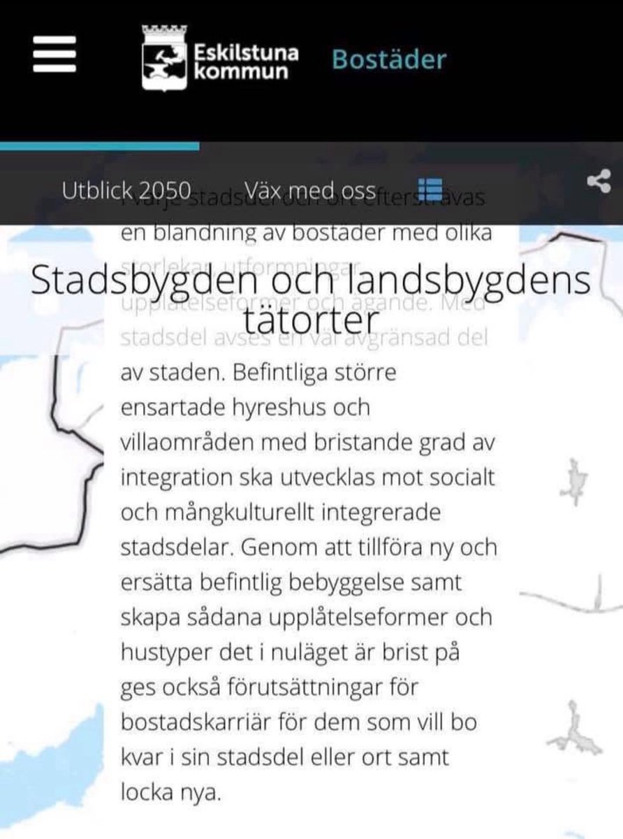 Socialdemokraternas tanke om tvångsblandning är inget nytt. I Eskilstuna har S länge pekat ut villaområden med för lite mångkultur som problemområden som behöver åtgärdas politiskt. Etablering av hyresrätter är ett viktigt verktyg när S tänker möblera om befolkningen.
#svpol