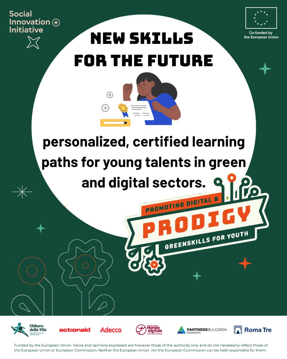 fmdigitale's tweet photo. #Prodigy empowering Europe’s youth with digital and green skills
🎓Forming the next generation of talent
🤝Engaging NEET and vulnerable youth
🏢Business at the center of social change
🔄A replicable model for Europe
🔗 Learn more → https://t.co/RWJrpfjw9G https://t.co/o7kD23xbw2