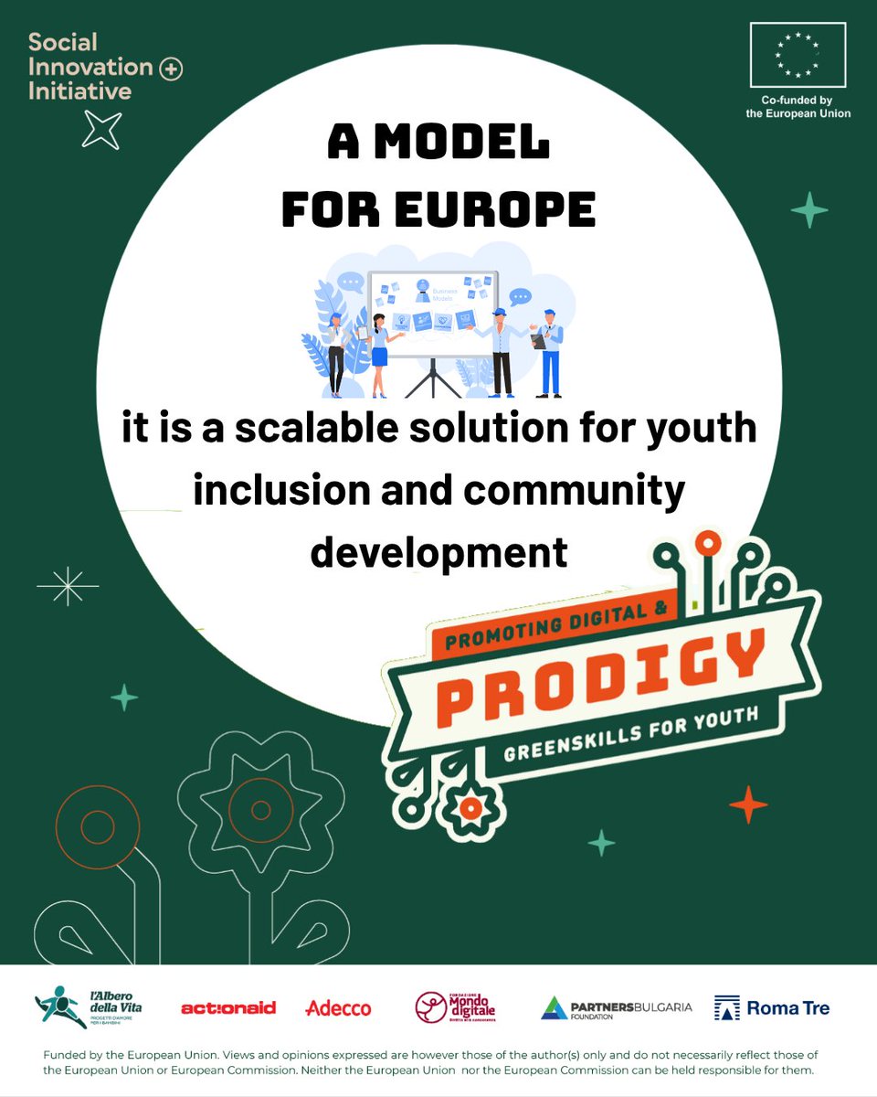 #Prodigy empowering Europe’s youth with digital and green skills
🎓Forming the next generation of talent
🤝Engaging NEET and vulnerable youth
🏢Business at the center of social change
🔄A replicable model for Europe
🔗 Learn more → mondodigitale.org/progetti/prodi…