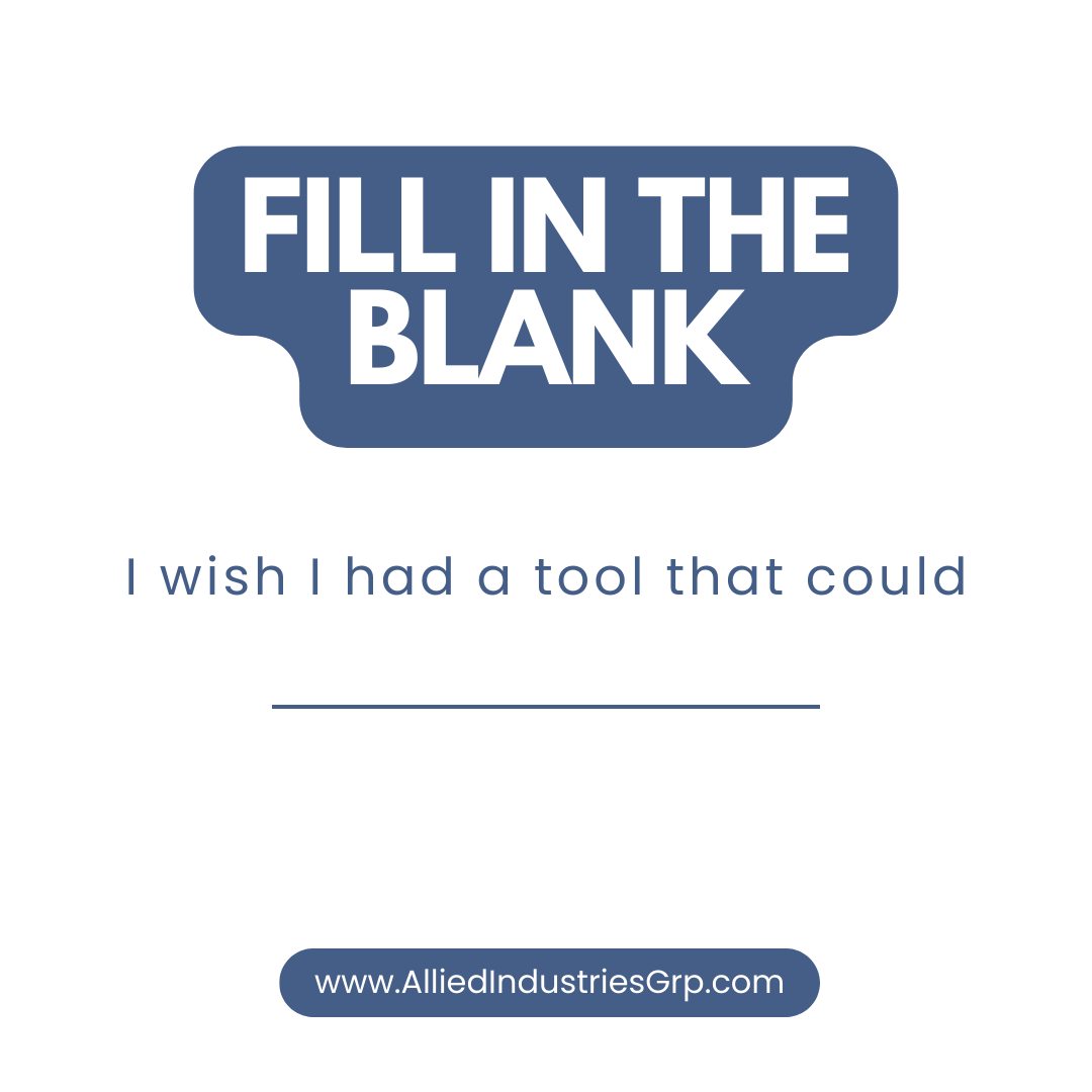 AlliedIndusGrp's tweet image. Tool Wish

I wish I had a tool that could__________.

#ToolWish #EfficientWorking