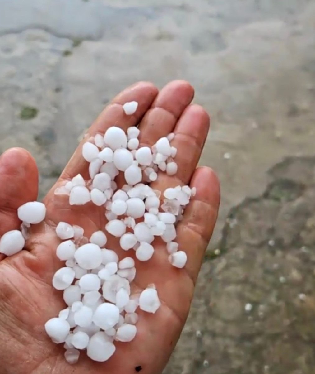Granizo que ha dejado la tormenta este martes ☔️⚡️a su paso por #Tenebrón,  #Salamanca