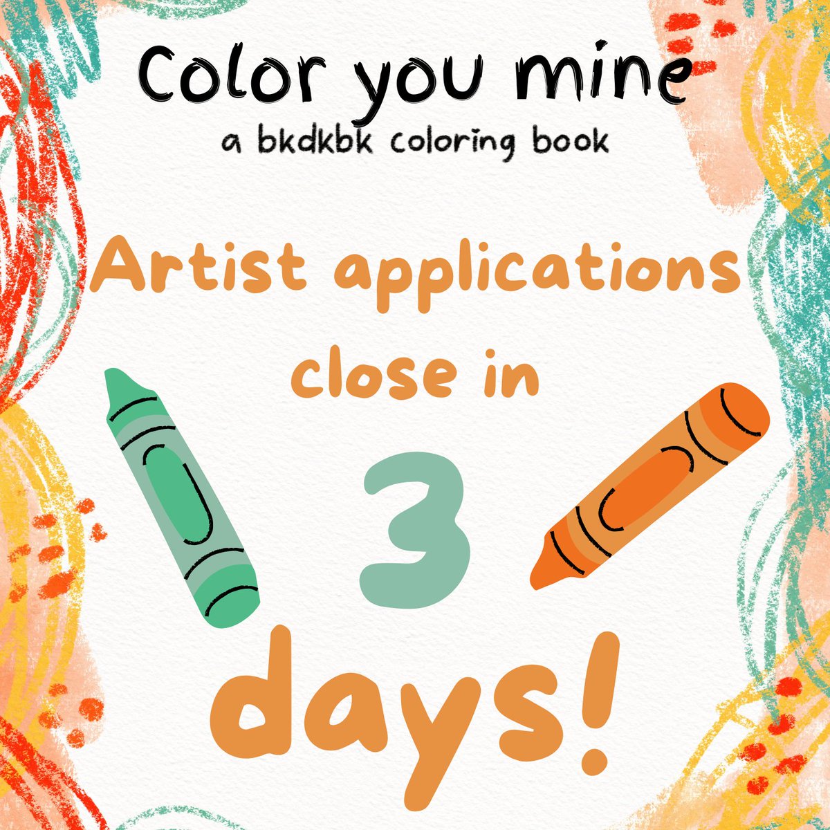 📝 Color You Mine: Apps Open! 📝

There's only THREE DAYS LEFT until our application period ends! Make sure to get them in while you still can <3 

Page Artists: forms.gle/CziSEBTCrqTPKV…
Merch Artists: forms.gle/ZLx4nZMHEW1Ntb…
