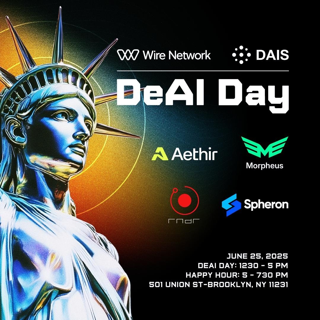 Wire Network π (@wire_blockchain) on Twitter photo π¨ Last chance to lock in your spot.
DeAI Day is where the next wave of decentralized AI builders are meeting IRL. The panels are stacked. The ideas are big. The future shows up here.
π Claim your seat β lu.ma/pygm9xbu
June 25 | Brooklyn | Hosted by <a href="/Wire_Blockchain/">Wire Network</a> π¨ Last chance to lock in your spot.
DeAI Day is where the next wave of decentralized AI builders are meeting IRL. The panels are stacked. The ideas are big. The future shows up here.
π Claim your seat β lu.ma/pygm9xbu
June 25 | Brooklyn | Hosted by <a href="/Wire_Blockchain/">Wire Network</a>