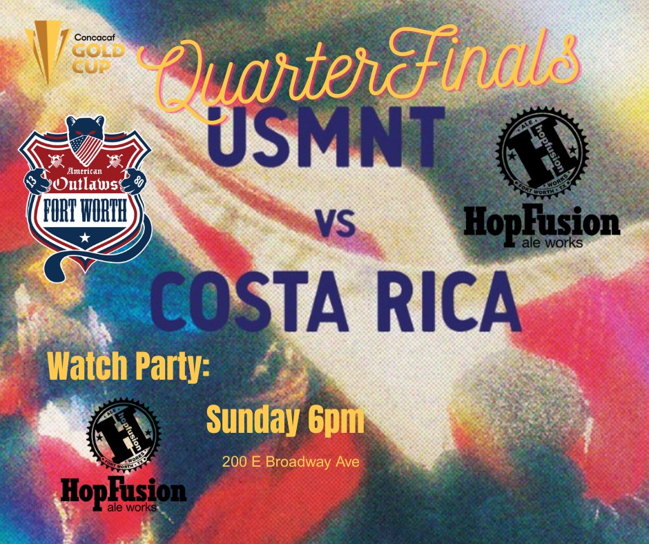 AO_FTW's tweet photo. Don't miss Sunday Soccer Funday at HopFusion Ale Works this Sunday 6/29  to watch both US National teams - Women's at 2pm and Men's at 6pm (Gold Cup Quarterfinals).
#goldcup #goldcup2025 #ussoccer #ao #aofortworth #uswnt #fw #visitfw #chapterbartbd https://t.co/zCPweNrEbT