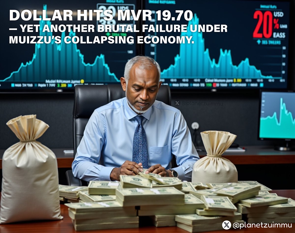 Muizzu forced resorts to pour dollars into MMA — said it would fix the crisis. Today dollar hits 19.70. So where did all the money go? Probably hiding with his promises.

#maldives #mvpolitics #PlanetZuimmu #dhivehingeraajje🇲🇻 #climatemafia #dhivehingeraajje
