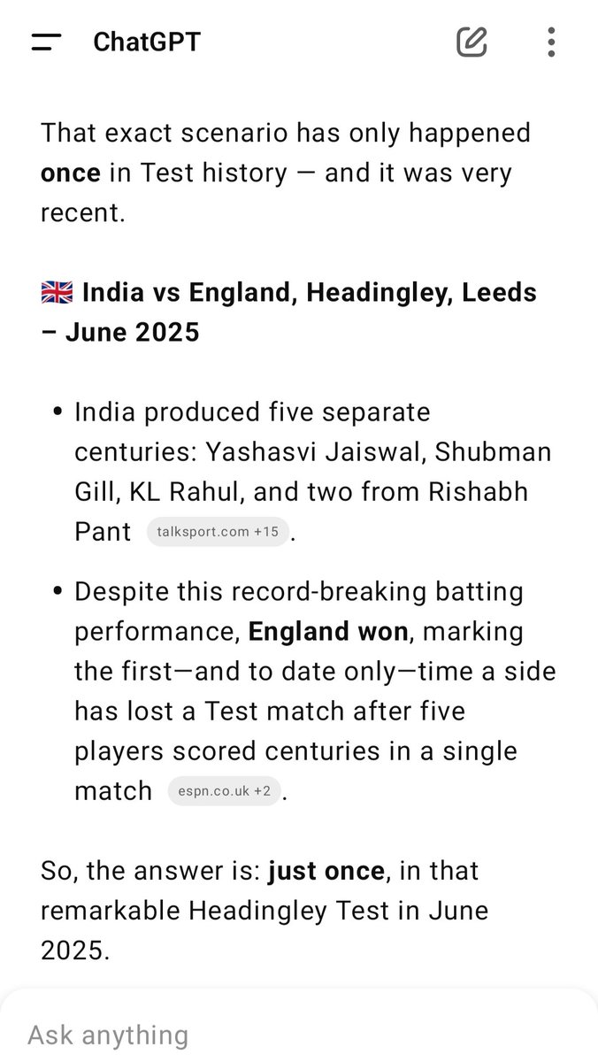 agniva83's tweet photo. #TeamIndia #ENGvIND @BCCI @ICC @ICCLive 
I asked @ChatGPTapp
Look at the reply. https://t.co/HFP8HJ8L2E