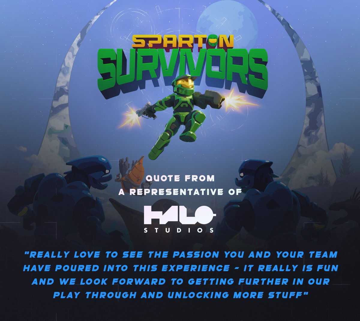 SpartnSurvivors's tweet image. BREAKING: Halo Studios reached out to us and... We have their blessing to keep moving forward with the game!

Thank you for the support and appreciation, this will not be forgotten ❤️