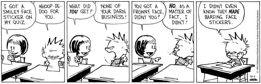 Not every sticker needs to be a smiley face. Sometimes a barefaced “no” says it all. #CalvinandHobbes40