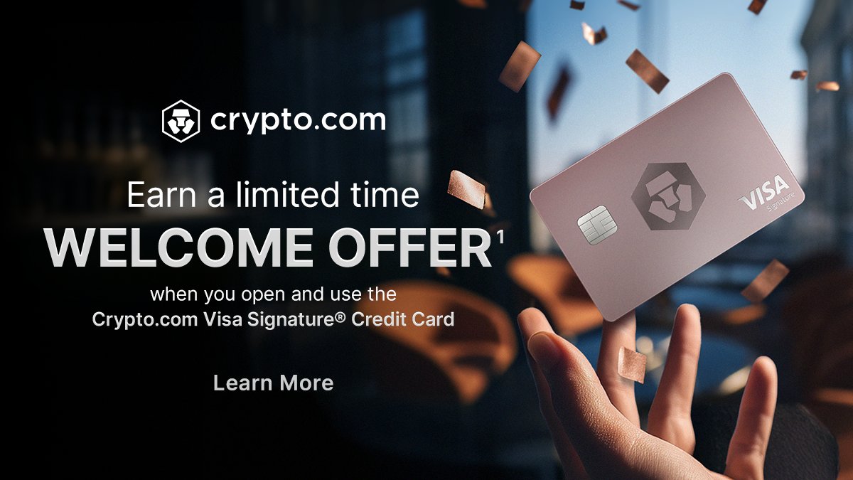 Earn a $CRO welcome gift when you open a https://t.co/vCNztATkNg Visa  Signature® Credit Card and spend with it¹! 💡 Available for US  https://t.co/vCNztATkNg App users 📆 Jun 10 - Aug 9 See