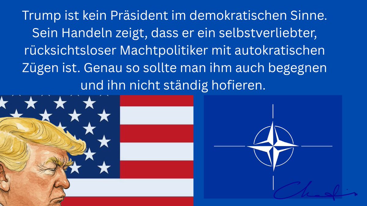 #NatoGipfel. Es ist schon peinlich, wie gestandene Staatsleute unentwegt versuchen, #Trump bei Laune zu haltn. Manchmal wirkt "klare Kante zeigen" Wunder. Auch in der #Politik. 

#NATO #Bundesregierung #Deutschland #Ukraine️ #UkraineRussianWar