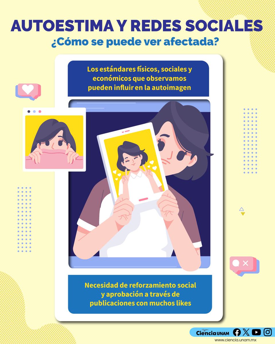 ¿Te has sentido frustrado por lo que ves en tus redes sociodigitales? Hoy te contamos la relación que puede haber entre ellas y la autoestima.
Consulta el artículo completo en: cutt.ly/trcjwvbZ
Vía: <a href="/unam_psicologia/">Facultad de Psicología de la UNAM</a> 
Fuente: <a href="/Ciencia_UNAM/">Ciencia UNAM</a>