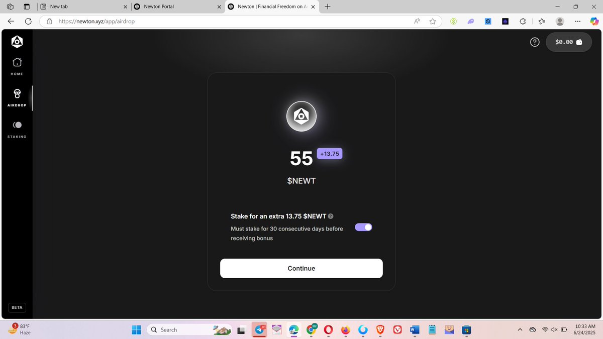 Alhamdulillah bhai 6 account = 321Newt token paise.  
ভাই fee কত যাবে, Hight gas fee 23$ per account a এখন claim করবো,  নাকি পরে  fee কমবে।  plz replay <a href="/JoinSapien/">Sapien</a> <a href="/opensea/">OpenSea</a> <a href="/monad_xyz/">Monad</a> <a href="/Somnia_Network/">Somnia</a> <a href="/TheoriqAI/">Theoriq</a> #AlloFest2025withTREASURE #trading #Everyone