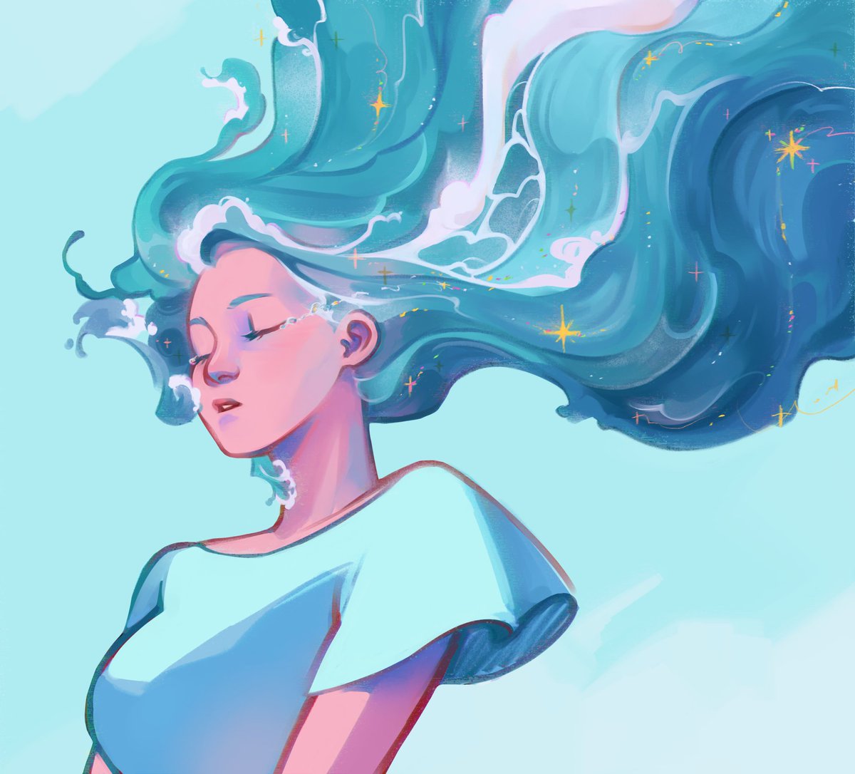 Waves 🌊 a piece I didn’t always love that I’ve come to appreciate 🤍 #illustration #art #originalart
