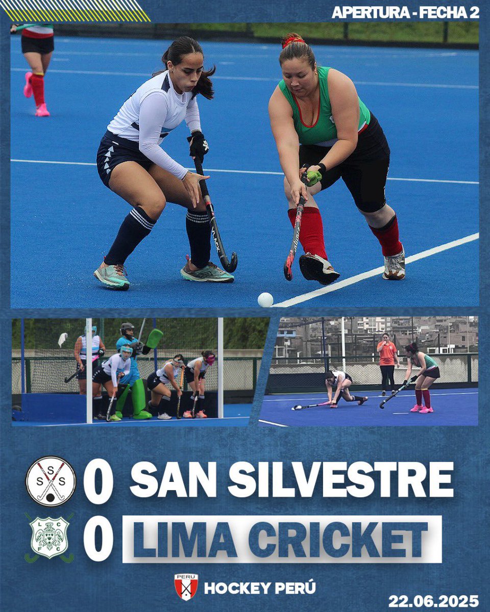 #Nacional2025 | Se disputó la segunda fecha del Torneo Apertura de #Hockey 2025. Ocho goles se convirtieron en la jornada disputada en Villa María del Triunfo. 
🔵 OMA vs Apolo 2-1
🔴 Mater vs OMA (d) 0-2
🔵 Santa María vs Cricket 2-1
🔴 San Silvestre vs Cricket (d) 0-0