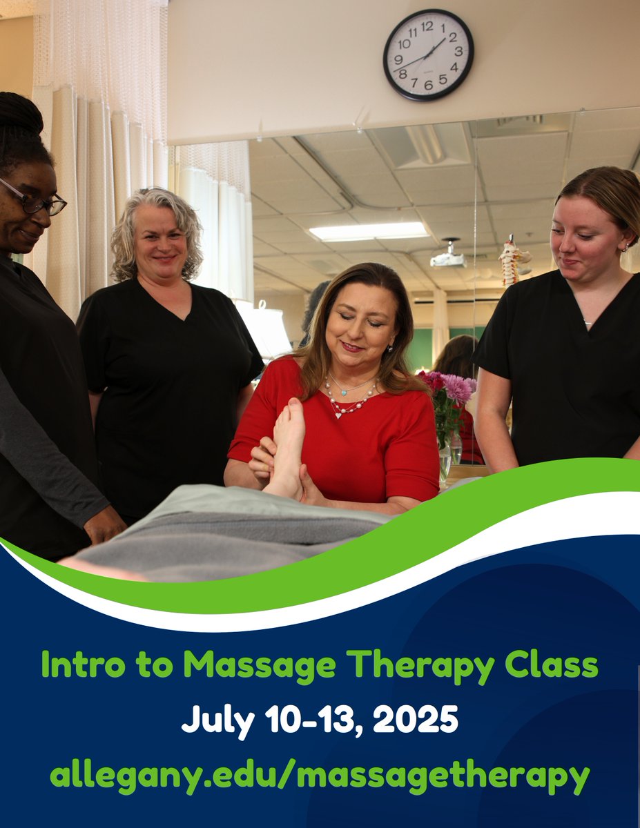 The next Intro to Massage class runs July 10-13, so take the future into your own hands and learn how ACM can help you make it happen.   allegany.edu/massagetherapy 

#EngageYourFuture #alleganycollegeofmaryland #massage #MassageTherapy #wellness #healing #stressrelief