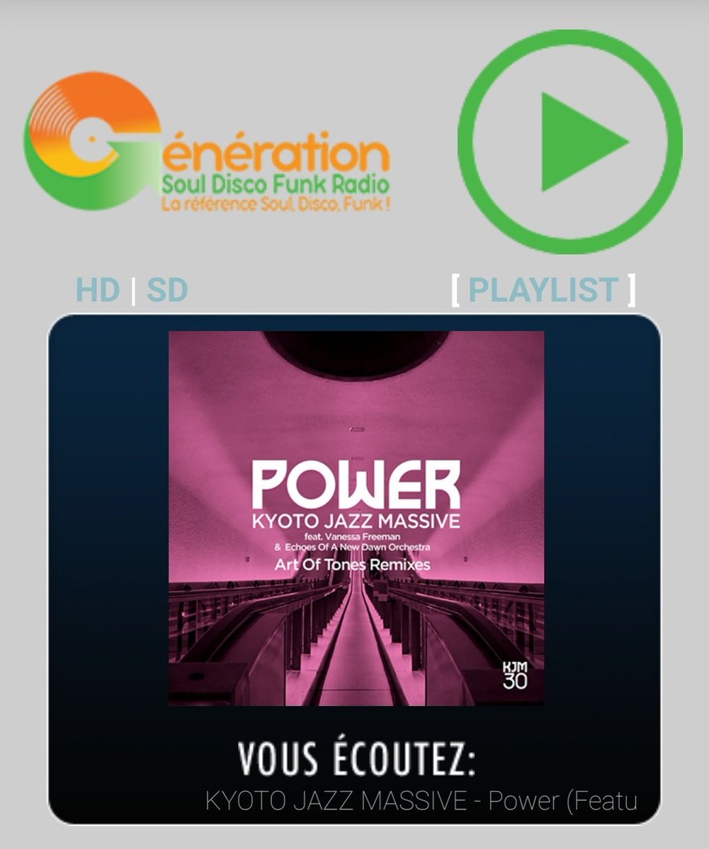 #NowPlaying #NewMusicFirst

"KYOTO JAZZ MASSIVE - Power (Featuring VANESSA FREEMAN &amp; ECHOES OF A NEW DAWN ORCHESTRA) (ART OF TONES Remix)" sur GENERATION SOUL DISCO FUNK!

Écouter / Listen : chk.me/syvYT1g